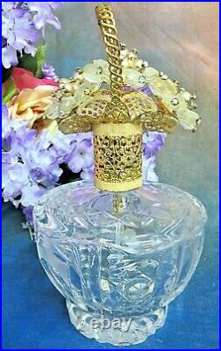 VINTAGE Art Deco IRICE perfume BOTTLE filigree beaded BASKET top WEST GERMANY