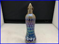 VINTAGE Art Glass Tall Iridescent Perfume Atomizer Beautiful 7 INCH Bottle