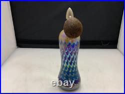 VINTAGE Art Glass Tall Iridescent Perfume Atomizer Beautiful 7 INCH Bottle