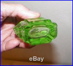 Vintage Czechoslovakia Green Crystal Perfume Bottle Nude Woman