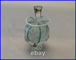 VINTAGE Heron 1995 Zanfirico Glass Teal And White Perfume Bottle And Dauber