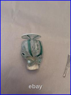 VINTAGE Heron 1995 Zanfirico Glass Teal And White Perfume Bottle And Dauber