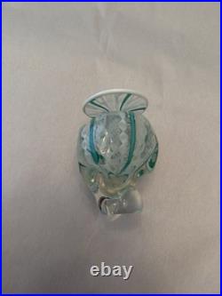 VINTAGE Heron 1995 Zanfirico Glass Teal And White Perfume Bottle And Dauber