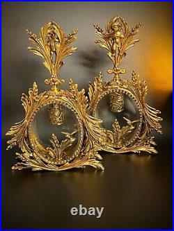 VINTAGE Hollywood Regency Perfume 2 Gilt Perfume Bottles-Beveled Glass-Filigree