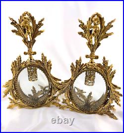 VINTAGE Hollywood Regency Perfume 2 Gilt Perfume Bottles-Beveled Glass-Filigree