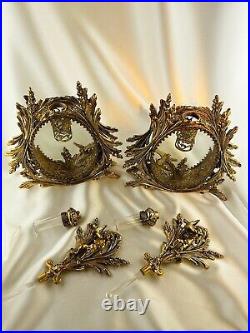 VINTAGE Hollywood Regency Perfume 2 Gilt Perfume Bottles-Beveled Glass-Filigree