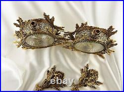 VINTAGE Hollywood Regency Perfume 2 Gilt Perfume Bottles-Beveled Glass-Filigree