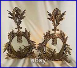 VINTAGE Hollywood Regency Perfume 2 Gilt Perfume Bottles-Beveled Glass-Filigree