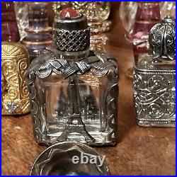 VINTAGE Large Lot of gorgeous Perfume Bottles Filigree Paris Czech German Rare