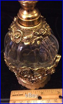 VINTAGE MATSON ROSE GOLD ORMOLU & GLASS PERFUME BOTTLE K825 no dauber