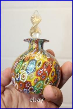 VINTAGE MURANO Style ITALIAN MILLEFIORI GLASS PERFUME BOTTLE + Bonus Blue Swirl