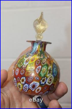 VINTAGE MURANO Style ITALIAN MILLEFIORI GLASS PERFUME BOTTLE + Bonus Blue Swirl