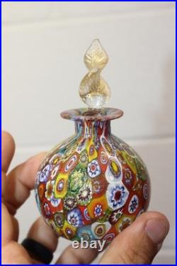 VINTAGE MURANO Style ITALIAN MILLEFIORI GLASS PERFUME BOTTLE + Bonus Blue Swirl