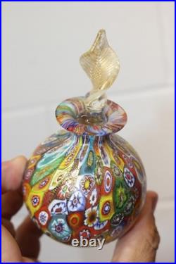 VINTAGE MURANO Style ITALIAN MILLEFIORI GLASS PERFUME BOTTLE + Bonus Blue Swirl