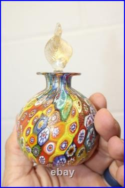 VINTAGE MURANO Style ITALIAN MILLEFIORI GLASS PERFUME BOTTLE + Bonus Blue Swirl