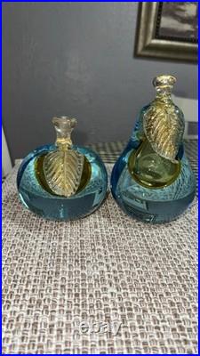 VINTAGE Mid Century Modern Pale Blue and Gold Italian Italy ALFREDO BARBINI