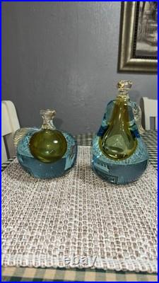 VINTAGE Mid Century Modern Pale Blue and Gold Italian Italy ALFREDO BARBINI