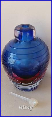 VINTAGE Murano Blue Multi Glass Perfume Bottle 5 Made in Italy