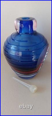 VINTAGE Murano Blue Multi Glass Perfume Bottle 5 Made in Italy