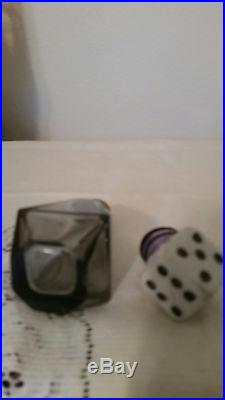 Vintage Perfume Glass Bottle With Dice Topper Very Rare