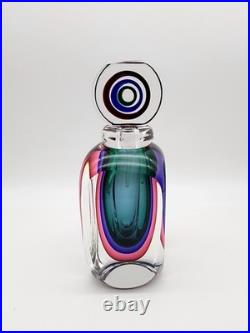 VINTAGE SIGNED OBALL MURANO 7 MODERN STUDIO ART GLASS PERFUME BOTTLE WithSTOPPER