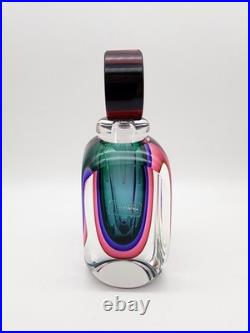 VINTAGE SIGNED OBALL MURANO 7 MODERN STUDIO ART GLASS PERFUME BOTTLE WithSTOPPER