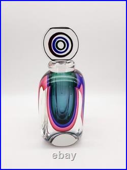 VINTAGE SIGNED OBALL MURANO 7 MODERN STUDIO ART GLASS PERFUME BOTTLE WithSTOPPER