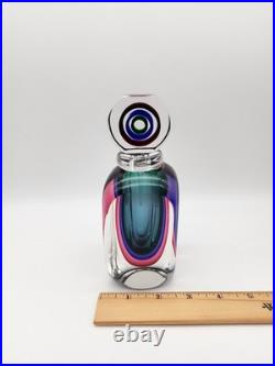 VINTAGE SIGNED OBALL MURANO 7 MODERN STUDIO ART GLASS PERFUME BOTTLE WithSTOPPER