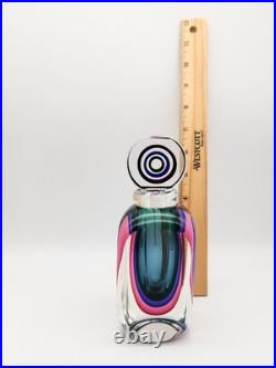 VINTAGE SIGNED OBALL MURANO 7 MODERN STUDIO ART GLASS PERFUME BOTTLE WithSTOPPER