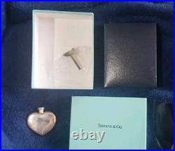 VINTAGE TIFFANY HEART PERFUME FLACON Bottle Funnel Silver Storage Box NEVER USED