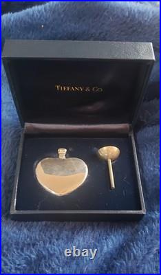 VINTAGE TIFFANY HEART PERFUME FLACON Bottle Funnel Silver Storage Box NEVER USED