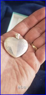 VINTAGE TIFFANY HEART PERFUME FLACON Bottle Funnel Silver Storage Box NEVER USED