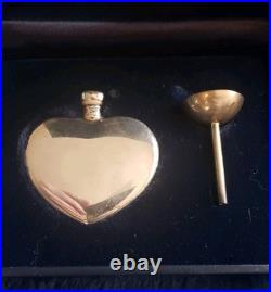 VINTAGE TIFFANY HEART PERFUME FLACON Bottle Funnel Silver Storage Box NEVER USED