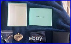 VINTAGE TIFFANY HEART PERFUME FLACON Bottle Funnel Silver Storage Box NEVER USED