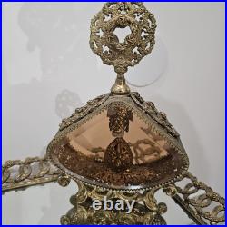 VTG 3 Pcs-Vanity Set, 2 Ornate Perfume Bottles & Rare Coffin Trinket Jewlery Box