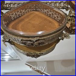 VTG 3 Pcs-Vanity Set, 2 Ornate Perfume Bottles & Rare Coffin Trinket Jewlery Box