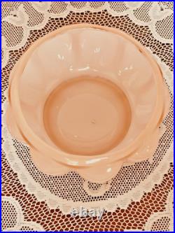 VTG 40s Fenton Pink Overlay Melon Vanity Set Perfume & Powder Jars withLids