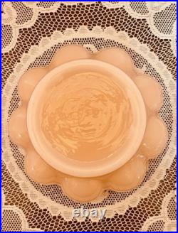 VTG 40s Fenton Pink Overlay Melon Vanity Set Perfume & Powder Jars withLids