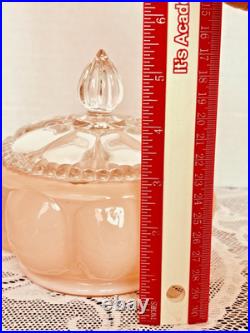 VTG 40s Fenton Pink Overlay Melon Vanity Set Perfume & Powder Jars withLids