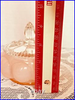 VTG 40s Fenton Pink Overlay Melon Vanity Set Perfume & Powder Jars withLids