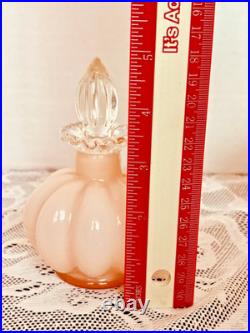 VTG 40s Fenton Pink Overlay Melon Vanity Set Perfume & Powder Jars withLids