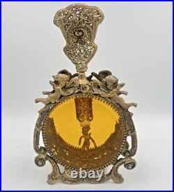 VTG 9 Matson Ormolu Metal & Glass Cherub Perfume Bottle Vanity With Dipper