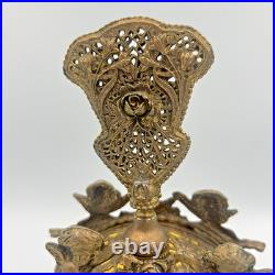 VTG 9 Matson Ormolu Metal & Glass Cherub Perfume Bottle Vanity With Dipper