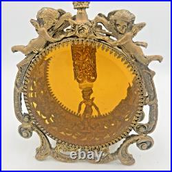 VTG 9 Matson Ormolu Metal & Glass Cherub Perfume Bottle Vanity With Dipper
