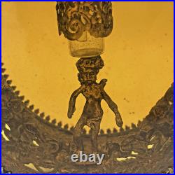 VTG 9 Matson Ormolu Metal & Glass Cherub Perfume Bottle Vanity With Dipper