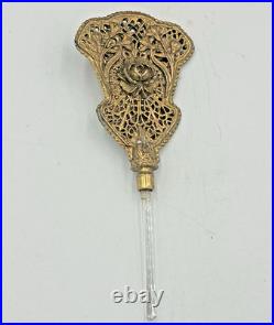 VTG 9 Matson Ormolu Metal & Glass Cherub Perfume Bottle Vanity With Dipper