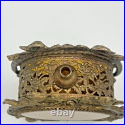 VTG 9 Matson Ormolu Metal & Glass Cherub Perfume Bottle Vanity With Dipper