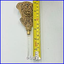 VTG 9 Matson Ormolu Metal & Glass Cherub Perfume Bottle Vanity With Dipper