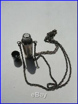 VTG. AVEDA STERLING silver perfume cylinder vial bottle pendant NECKLACE & chain
