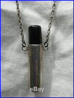 VTG. AVEDA STERLING silver perfume cylinder vial bottle pendant NECKLACE & chain